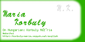 maria korbuly business card